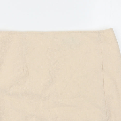 PRETTYLITTLETHING Womens Beige Polyester Straight & Pencil Skirt Size 12 Zip