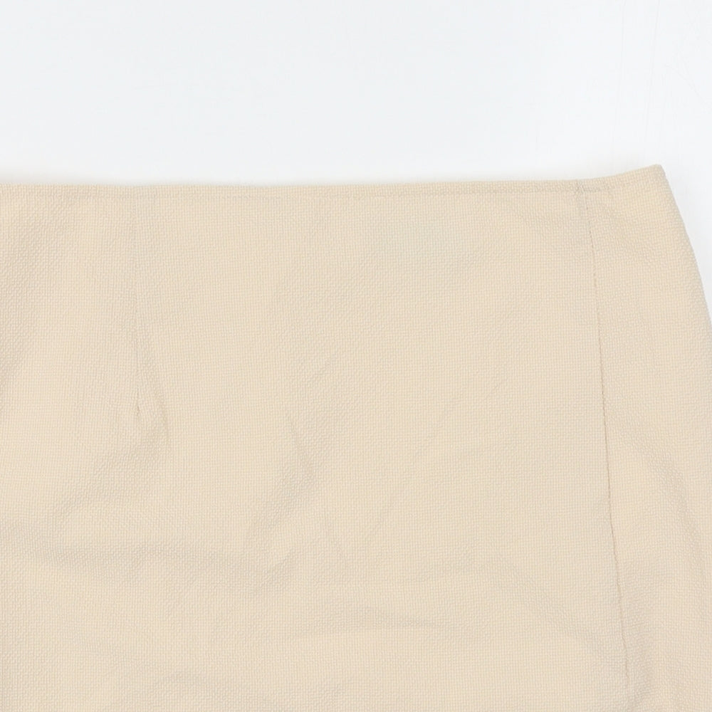 PRETTYLITTLETHING Womens Beige Polyester Straight & Pencil Skirt Size 12 Zip