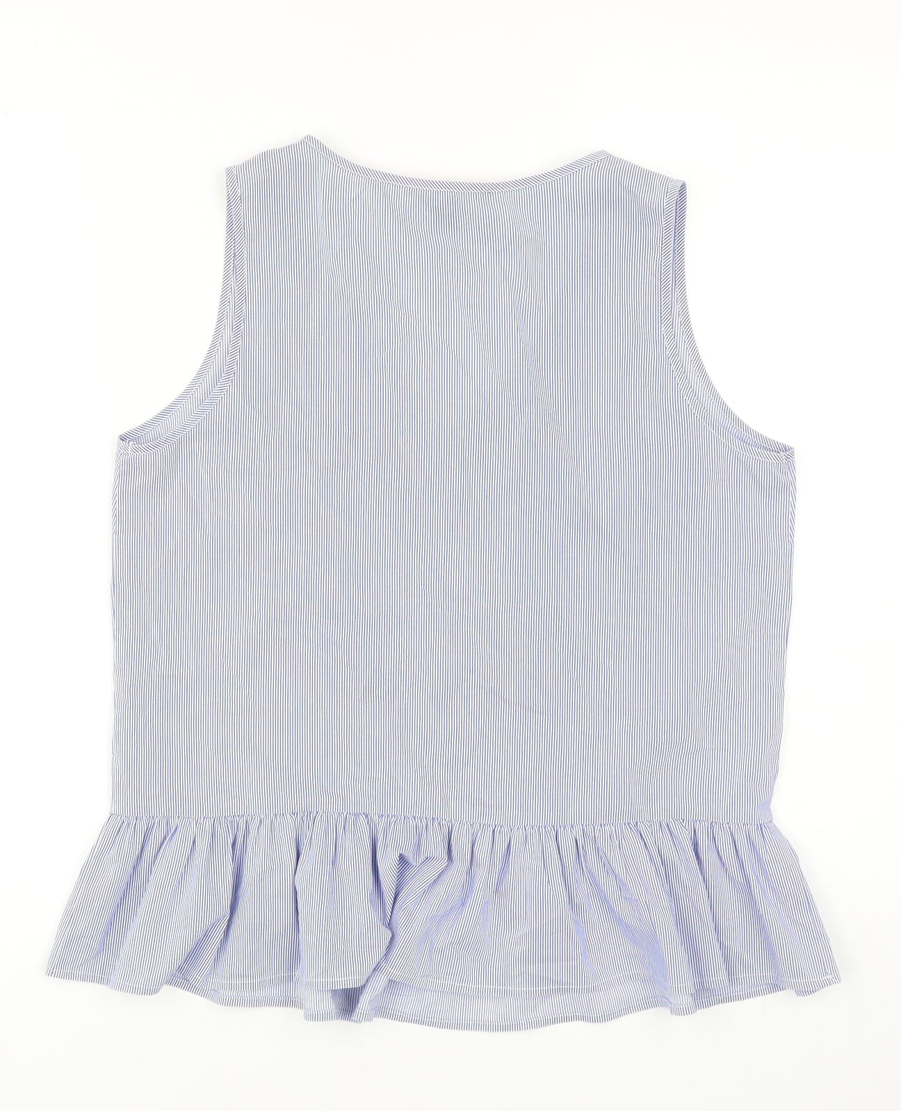 Atmosphere Womens Blue Striped Polyester Basic Tank Size 10 V-Neck