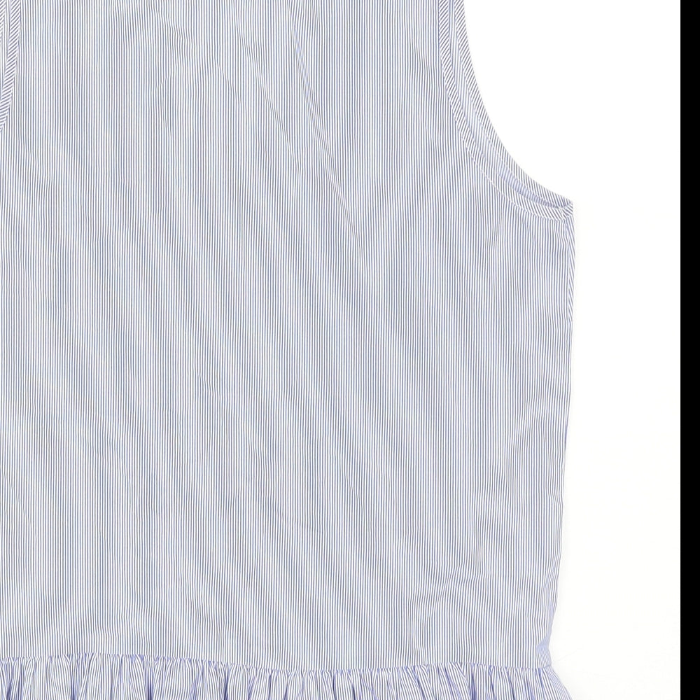 Atmosphere Womens Blue Striped Polyester Basic Tank Size 10 V-Neck