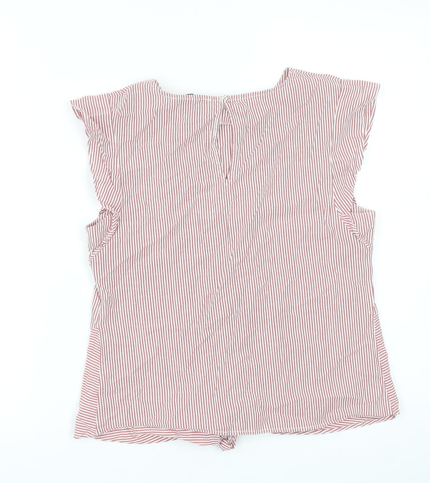 Oasis Womens Red Striped Cotton Basic Tank Size 10 Round Neck