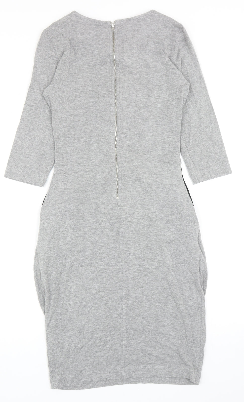 French Connection Womens Grey Viscose Pencil Dress Size 10 Scoop Neck Zip