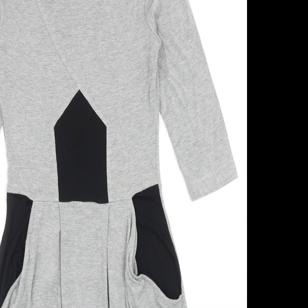 French Connection Womens Grey Viscose Pencil Dress Size 10 Scoop Neck Zip