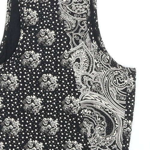 River Island Womens Black Geometric Cotton Cropped Tank Size 10 Scoop Neck - Bandana Print