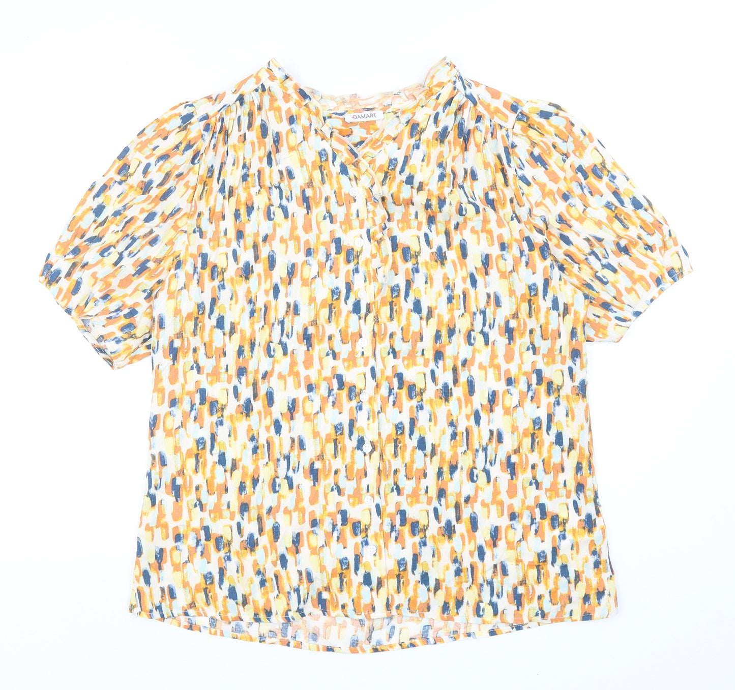 Damart Womens Multicoloured Geometric Viscose Basic Blouse Size 12 V-Neck