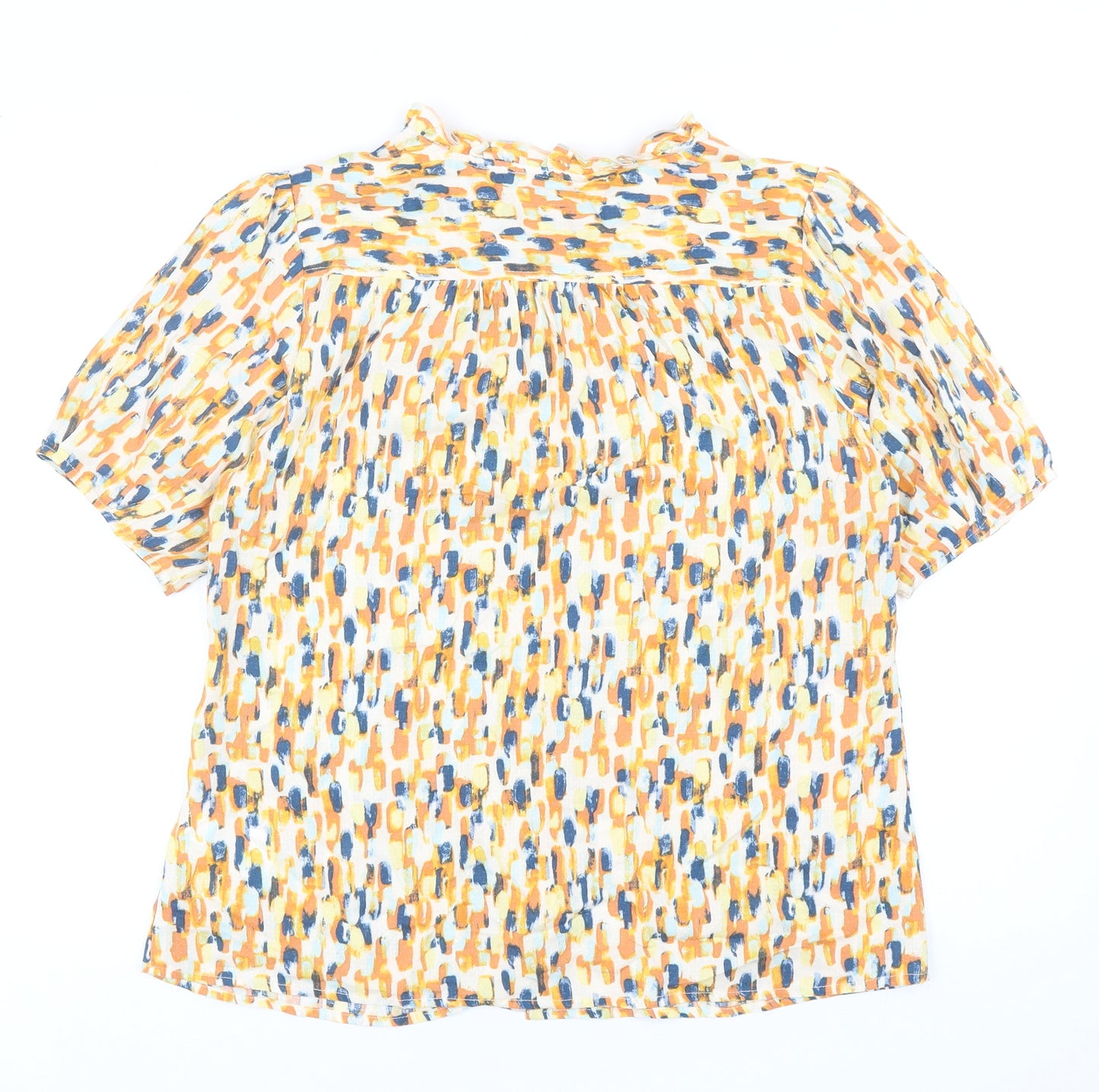 Damart Womens Multicoloured Geometric Viscose Basic Blouse Size 12 V-Neck