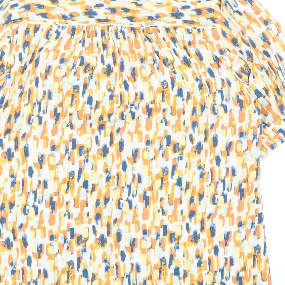 Damart Womens Multicoloured Geometric Viscose Basic Blouse Size 12 V-Neck