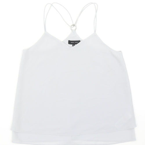New Look Womens Grey Polyester Basic Tank Size 8 V-Neck
