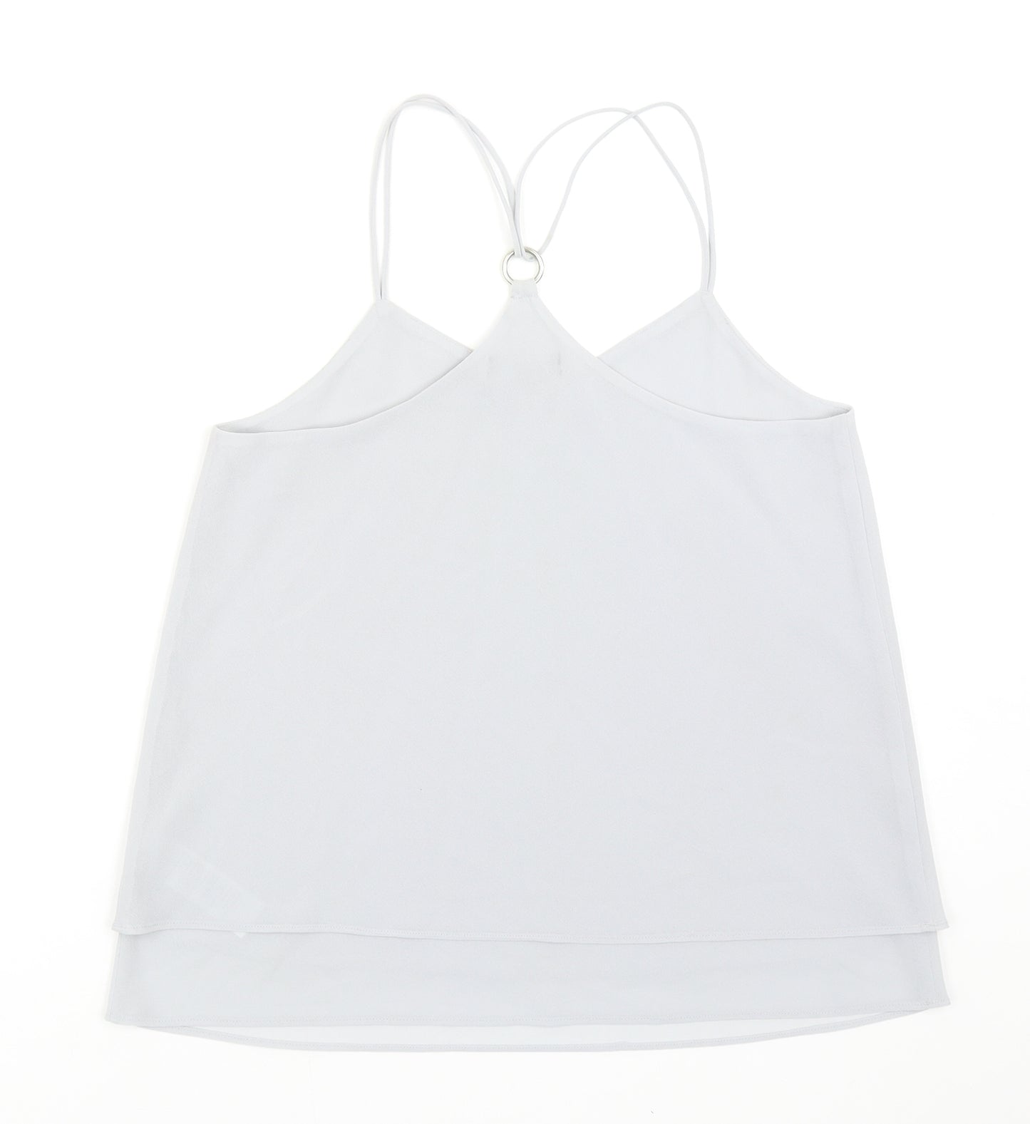 New Look Womens Grey Polyester Basic Tank Size 8 V-Neck