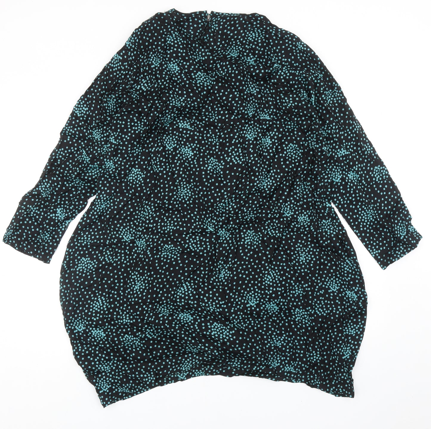 The Masai Womens Black Geometric Viscose A-Line Size M Round Neck Zip