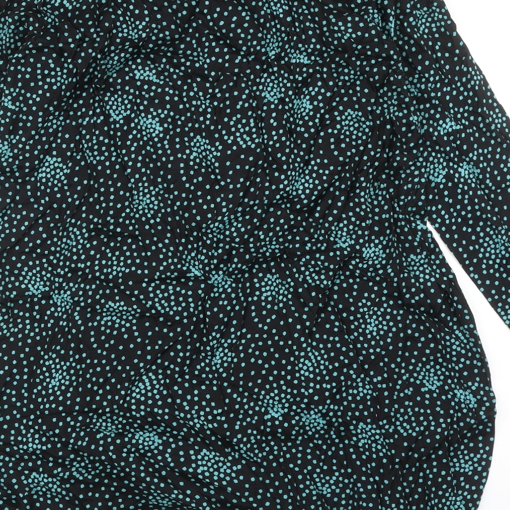 The Masai Womens Black Geometric Viscose A-Line Size M Round Neck Zip
