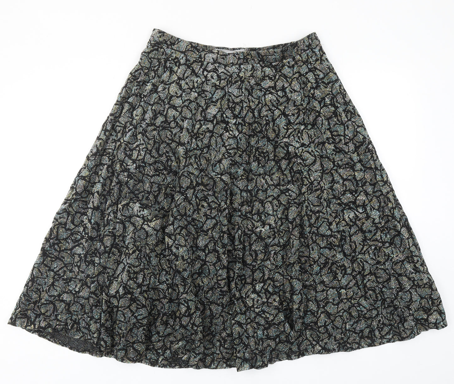 Exclusive Style Womens Black Geometric Polyester Swing Skirt Size 30 in Zip