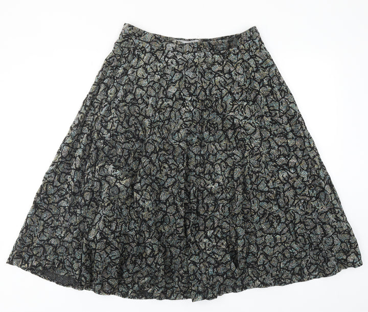Exclusive Style Womens Black Geometric Polyester Swing Skirt Size 30 in Zip