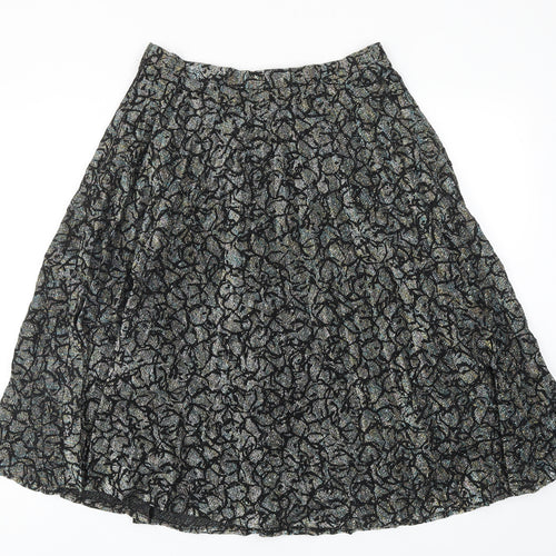 Exclusive Style Womens Black Geometric Polyester Swing Skirt Size 30 in Zip
