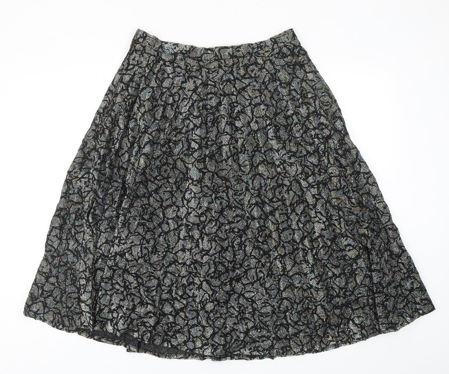 Exclusive Style Womens Black Geometric Polyester Swing Skirt Size 30 in Zip