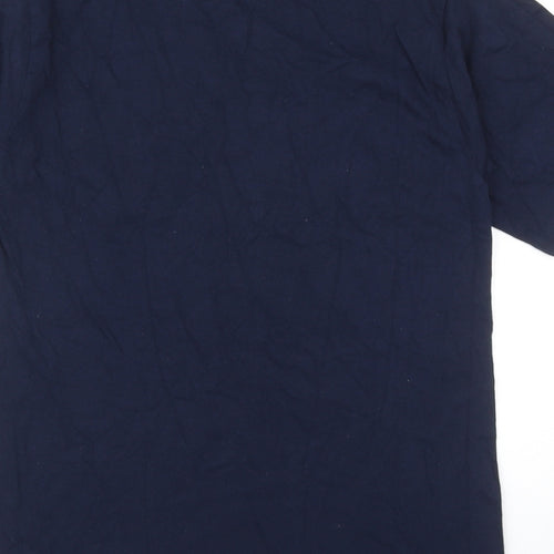 Ad Tex Womens Blue Polyester Basic T-Shirt Size M Round Neck