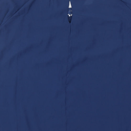 Mango Womens Blue Polyester Basic Blouse Size S Boat Neck - Lace Detail