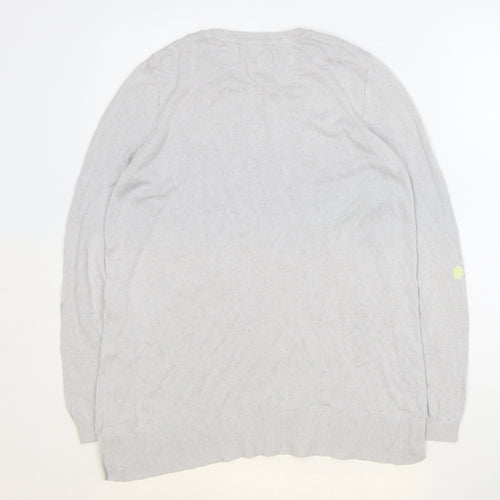 Monsoon Womens Grey Scoop Neck Geometric Viscose Pullover Jumper Size S - Hearts Arrows