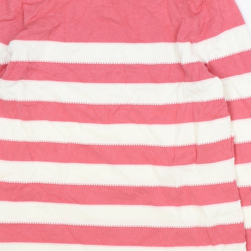 Laura Ashley Womens Pink Striped Viscose Basic T-Shirt Size 12 Round Neck