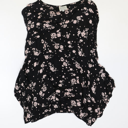 The Masai Womens Black Geometric Viscose Basic Tank Size L Round Neck