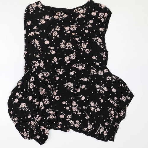 The Masai Womens Black Geometric Viscose Basic Tank Size L Round Neck