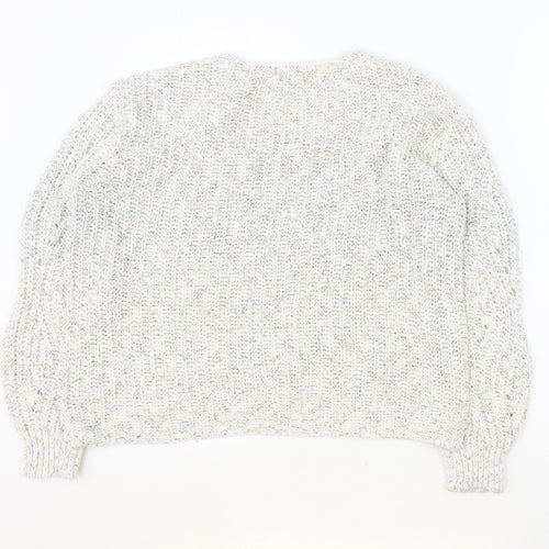 Marks and Spencer Womens Ivory V-Neck Cotton Pullover Jumper Size 8