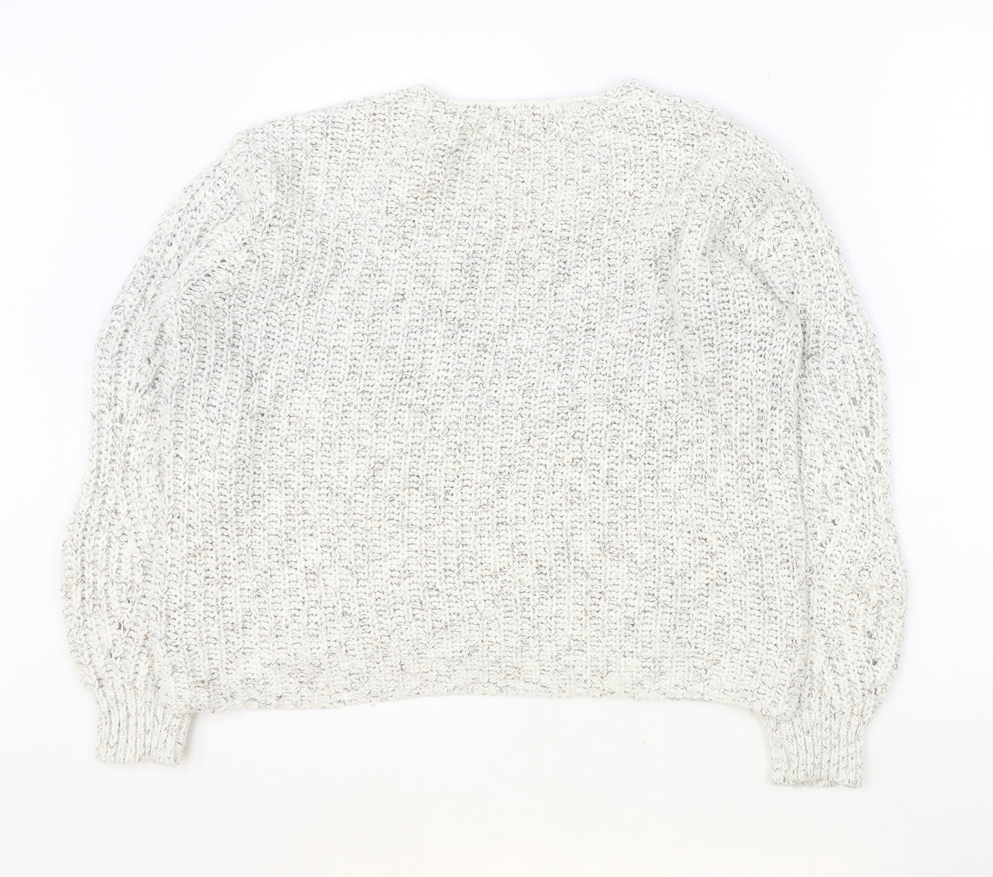 Marks and Spencer Womens Ivory V-Neck Cotton Pullover Jumper Size 8