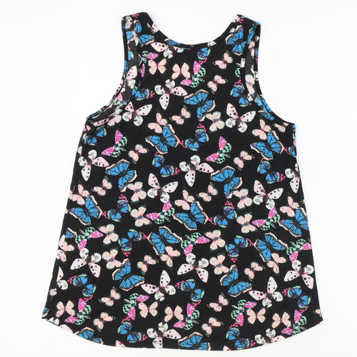 Atmosphere Womens Black Geometric Polyester Basic Tank Size 8 Round Neck - Butterfly Print
