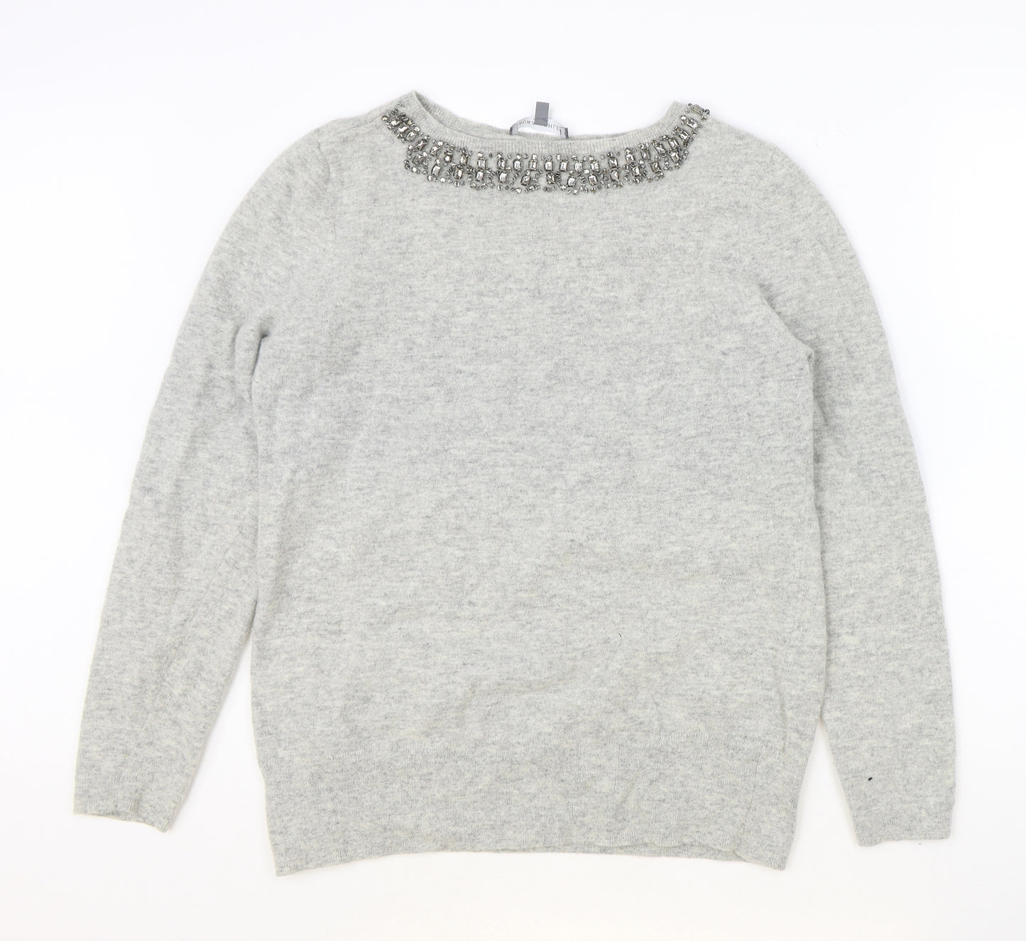 Laura Ashley Womens Grey Boat Neck Cotton Pullover Jumper Size 20