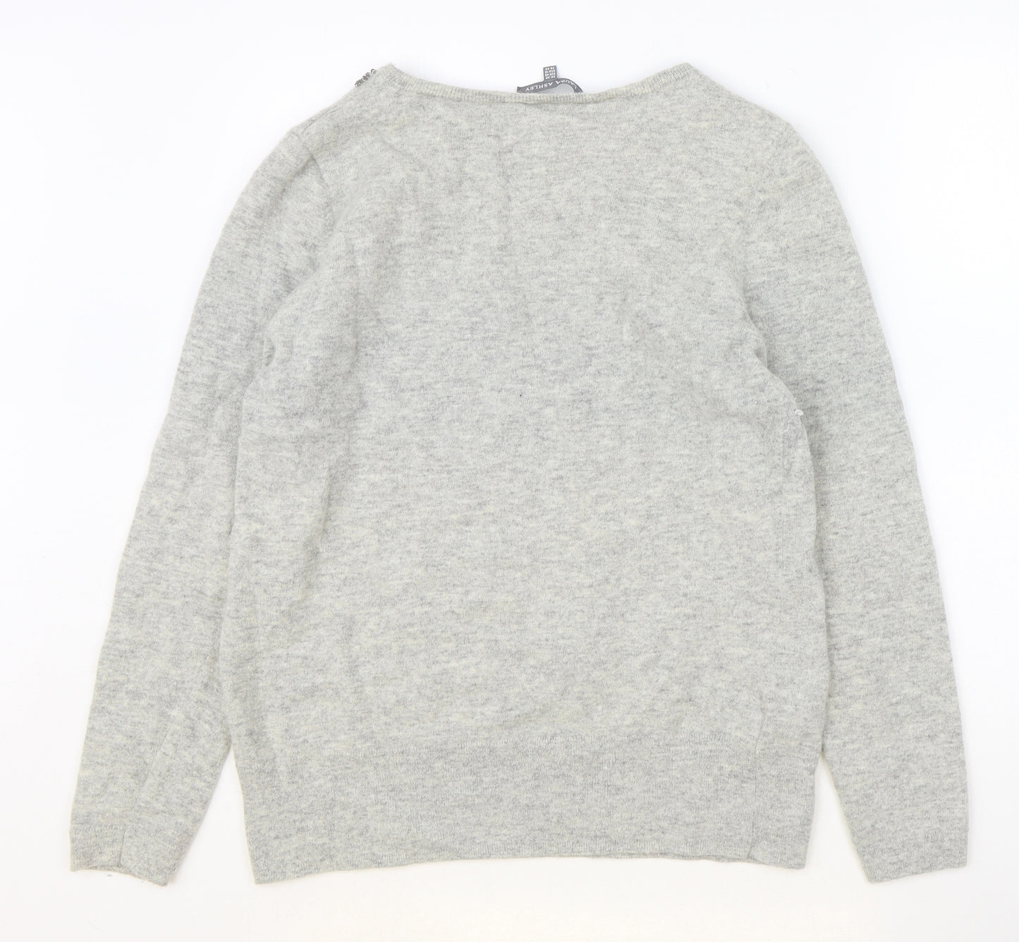 Laura Ashley Womens Grey Boat Neck Cotton Pullover Jumper Size 20