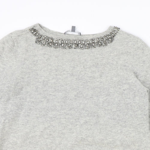 Laura Ashley Womens Grey Boat Neck Cotton Pullover Jumper Size 20