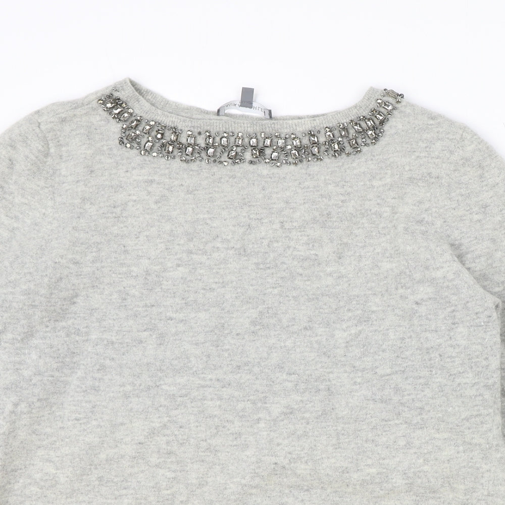 Laura Ashley Womens Grey Boat Neck Cotton Pullover Jumper Size 20