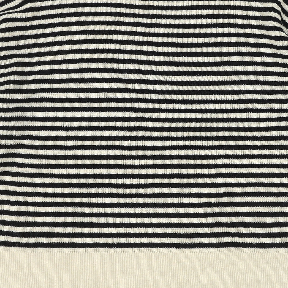 John Lewis Womens Beige Round Neck Striped Acrylic Pullover Jumper Size 14