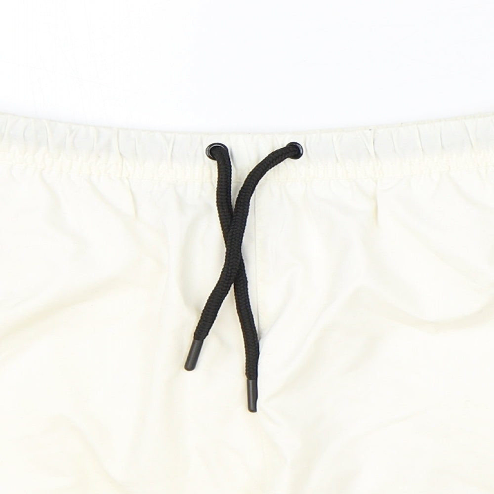 COLLUSION Mens Ivory Polyester Sweat Shorts Size M Regular Drawstring - Swim Shorta