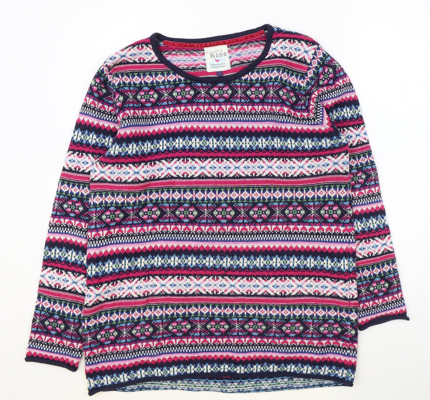 EWM Womens Multicoloured Scoop Neck Geometric Acrylic Pullover Jumper Size M