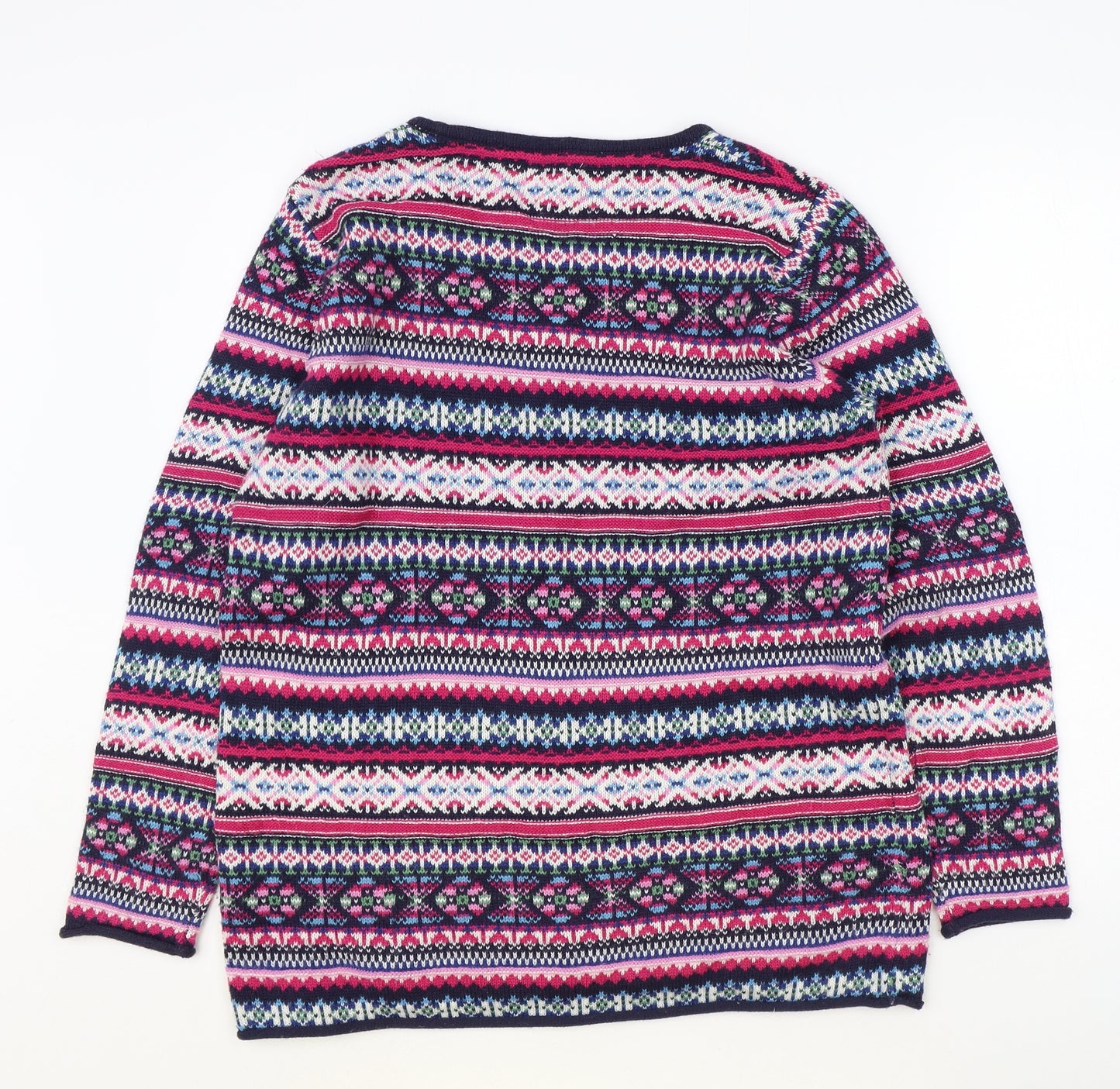 EWM Womens Multicoloured Scoop Neck Geometric Acrylic Pullover Jumper Size M