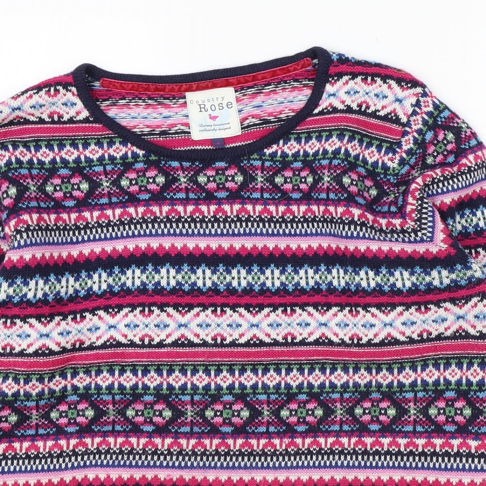 EWM Womens Multicoloured Scoop Neck Geometric Acrylic Pullover Jumper Size M