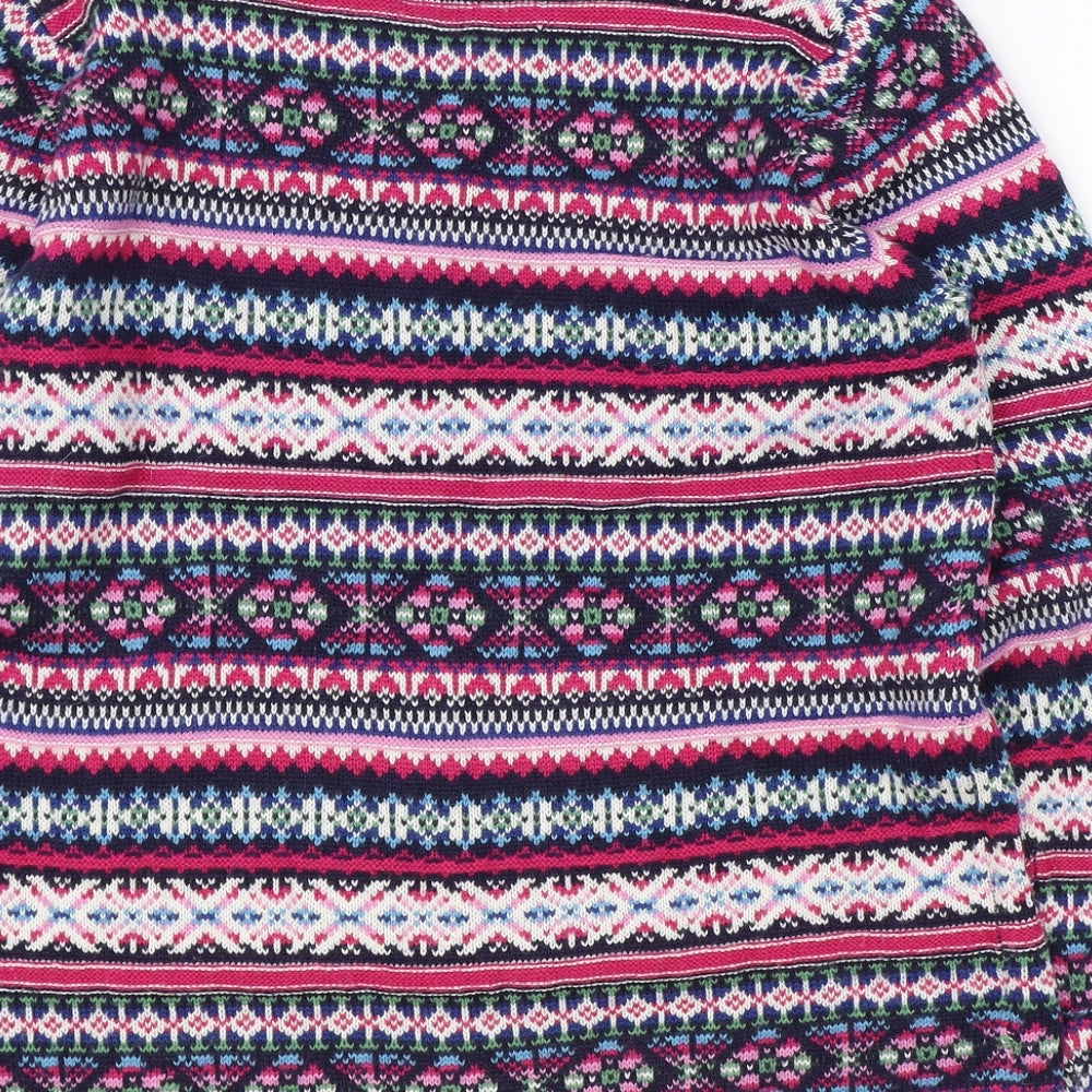 EWM Womens Multicoloured Scoop Neck Geometric Acrylic Pullover Jumper Size M