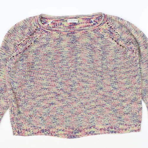 Indigo Womens Multicoloured Boat Neck Acrylic Pullover Jumper Size 18