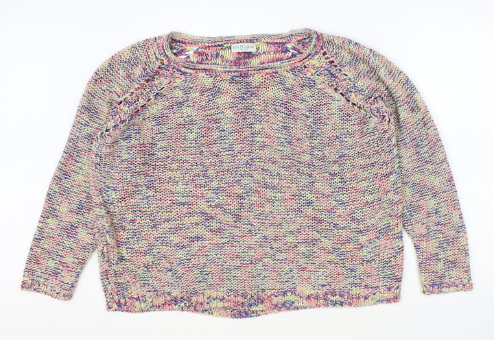 Indigo Womens Multicoloured Boat Neck Acrylic Pullover Jumper Size 18