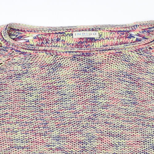 Indigo Womens Multicoloured Boat Neck Acrylic Pullover Jumper Size 18