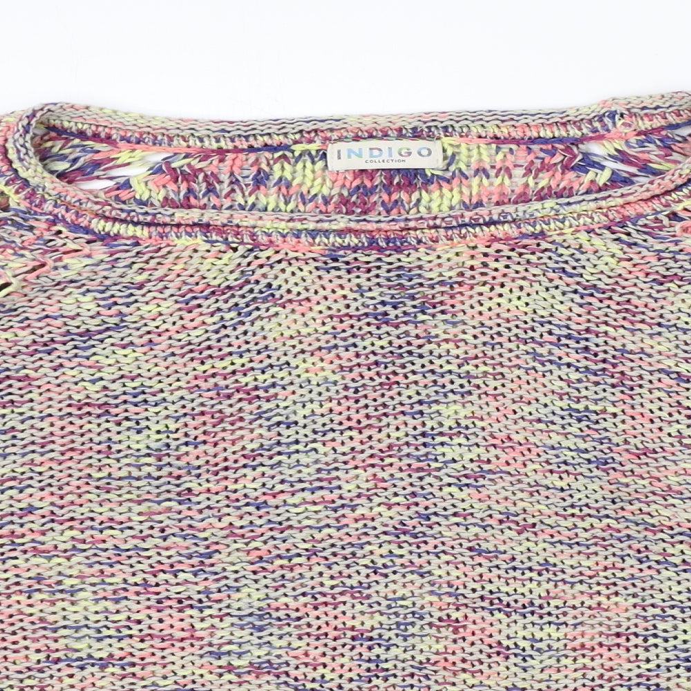 Indigo Womens Multicoloured Boat Neck Acrylic Pullover Jumper Size 18
