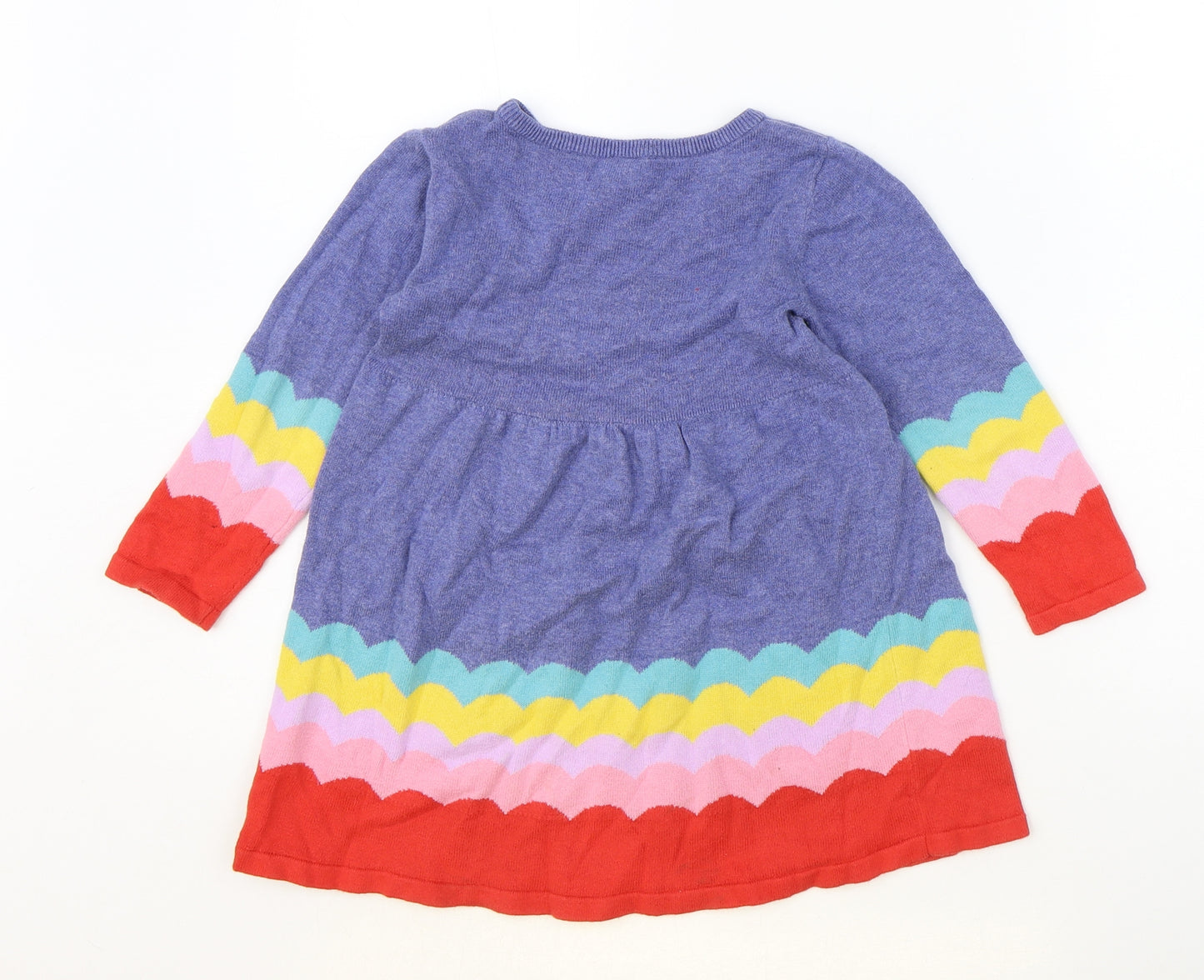 TU Girls Multicoloured Cotton Jumper Dress Size 3-4 Years Round Neck Pullover