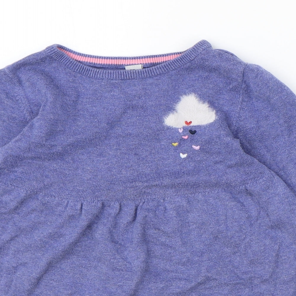 TU Girls Multicoloured Cotton Jumper Dress Size 3-4 Years Round Neck Pullover