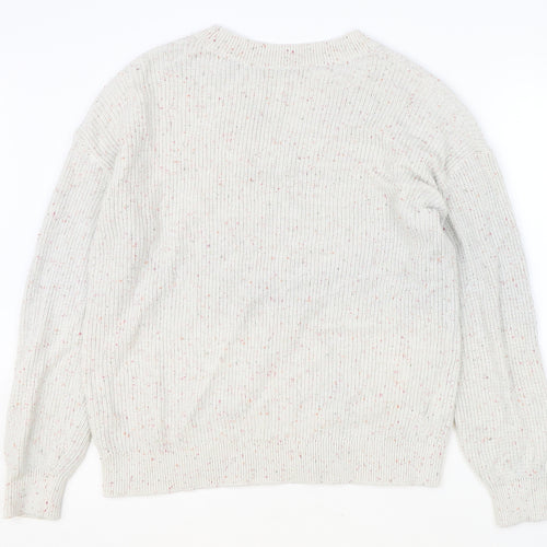 Marks and Spencer Womens Grey V-Neck Cotton Pullover Jumper Size M