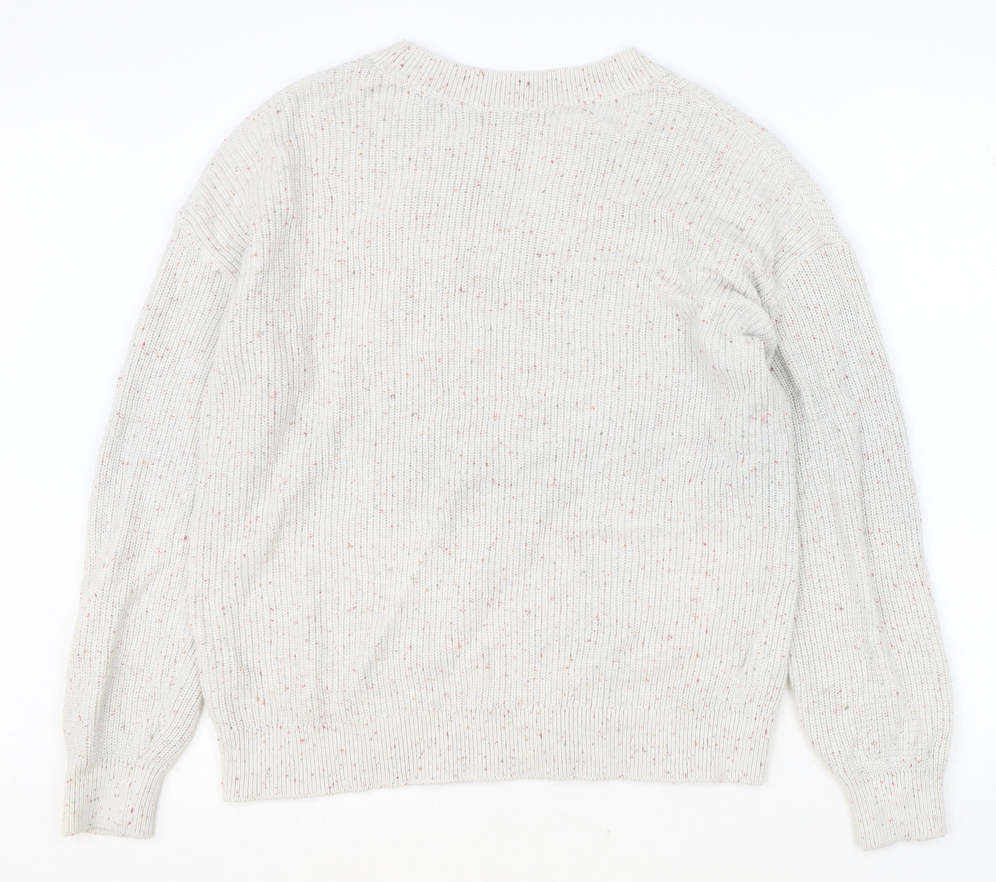 Marks and Spencer Womens Grey V-Neck Cotton Pullover Jumper Size M