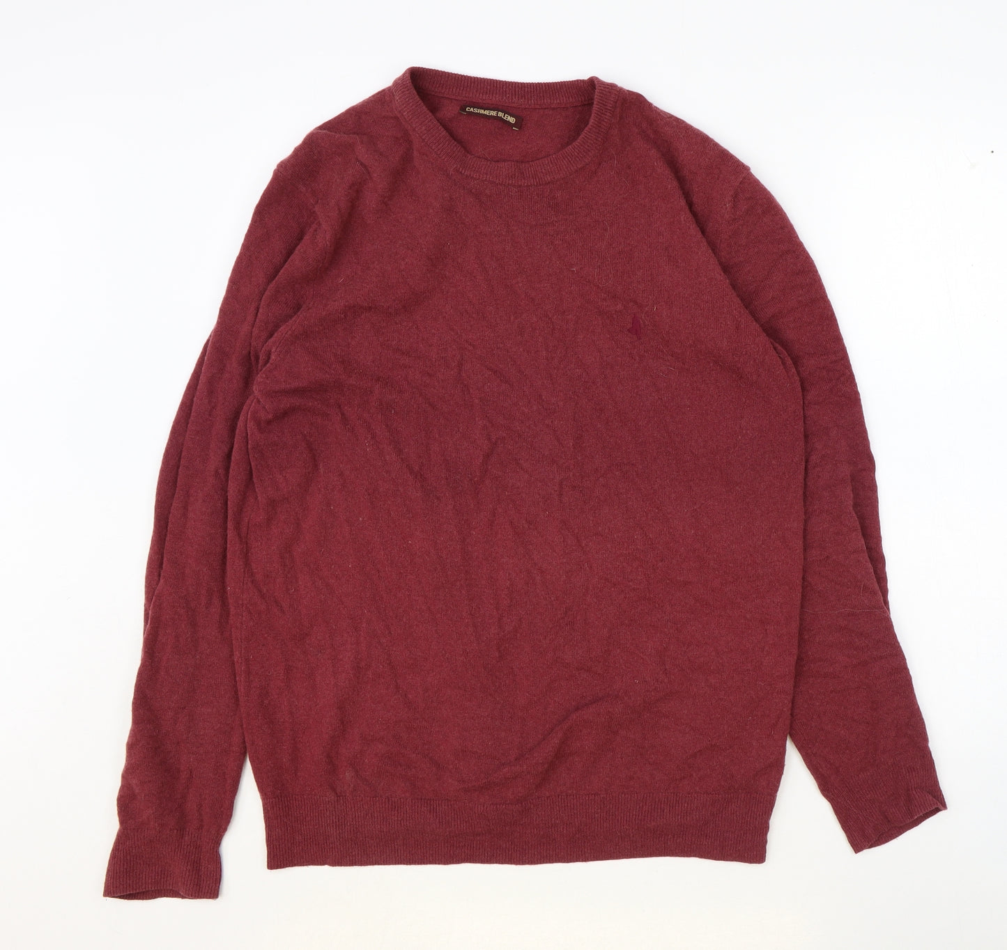 Preworn Mens Red Round Neck Wool Pullover Jumper Size XL Long Sleeve