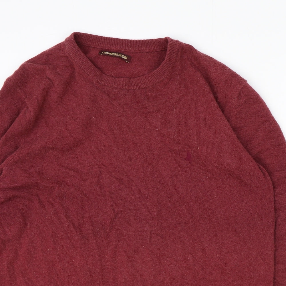 Preworn Mens Red Round Neck Wool Pullover Jumper Size XL Long Sleeve