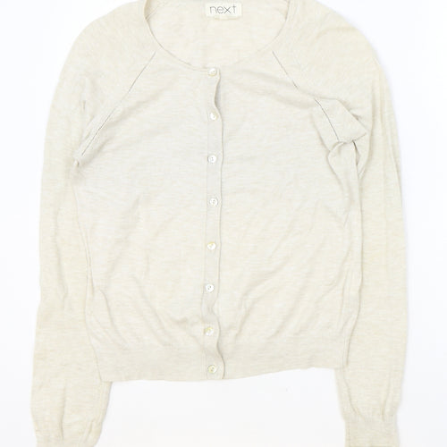 NEXT Womens Beige Scoop Neck Cotton Pullover Jumper Size 10