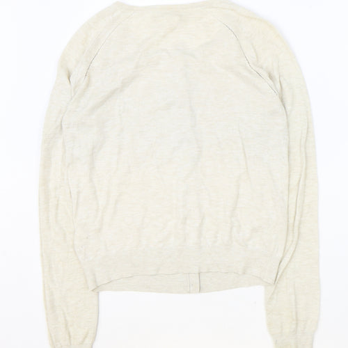 NEXT Womens Beige Scoop Neck Cotton Pullover Jumper Size 10